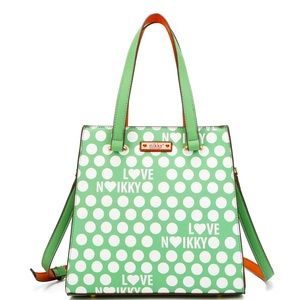 Green Polkadotted handbag